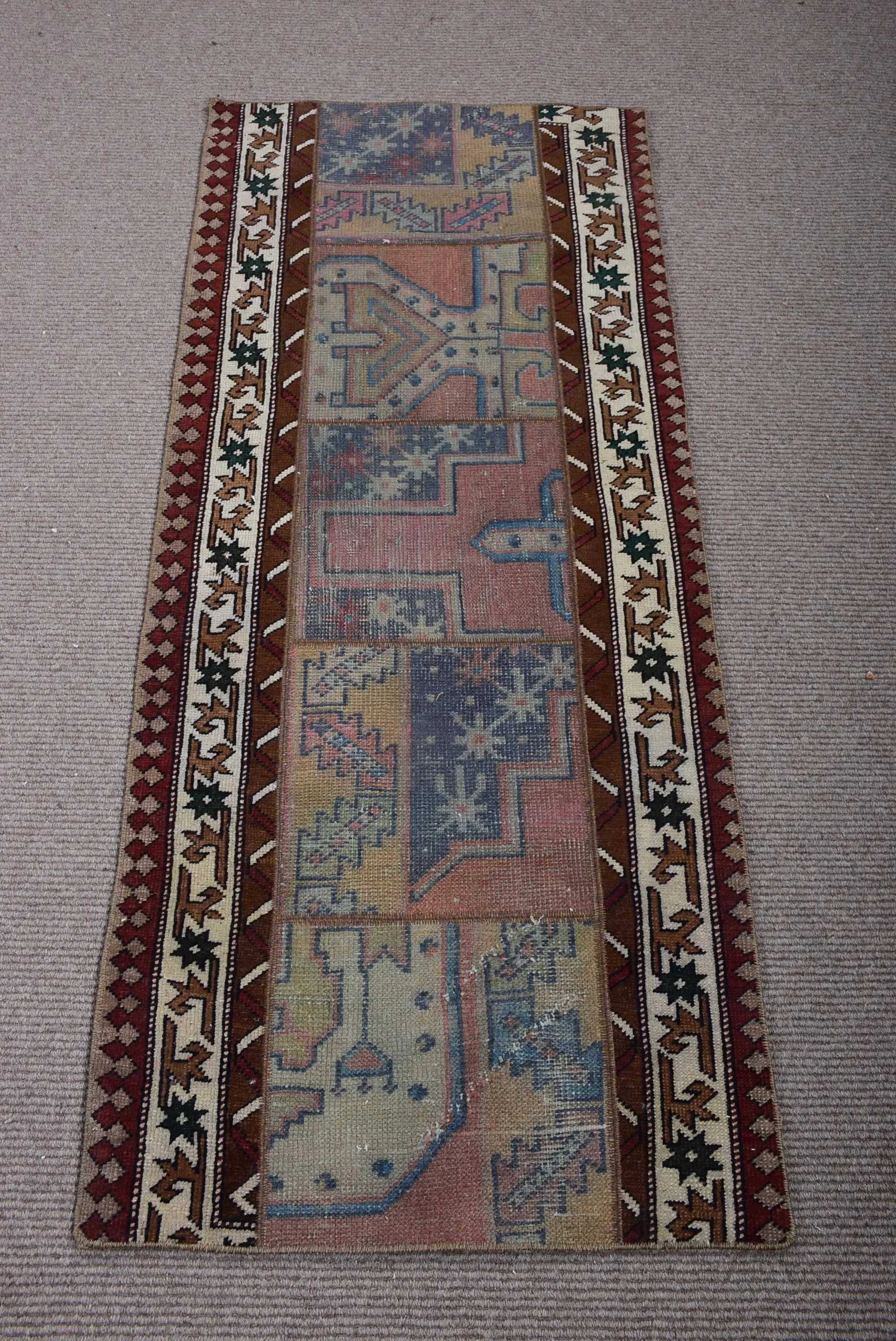 2.3x5.5 ft Rug, Turkish Vintage Rug, Brown Oriental Rug - 1