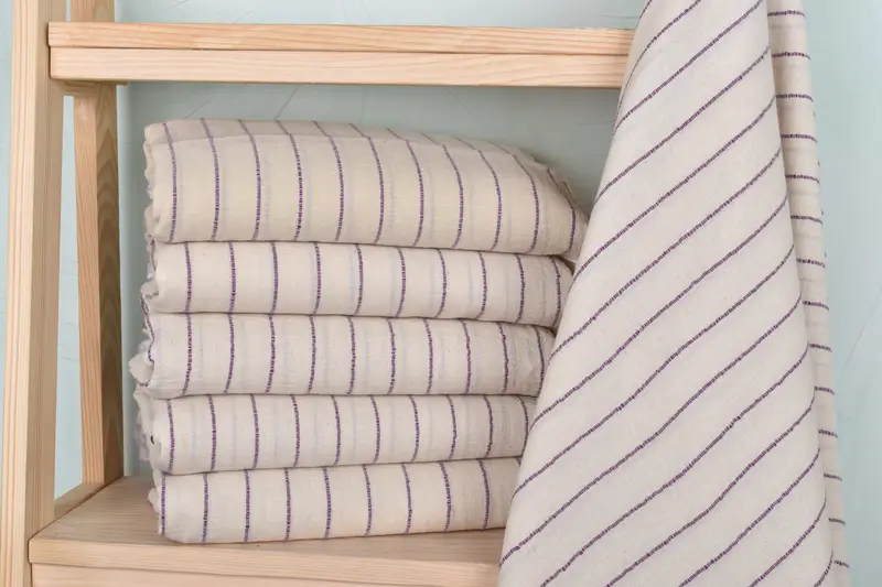 Bridal Shower Gift Striped Towel Purple Linen 38x63 Inches