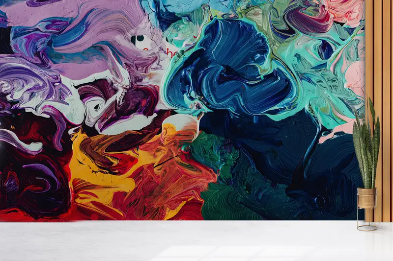 Canlı Modern Soyut Baskılı Duvar Kağıdı: Alanınızı Yükseltin