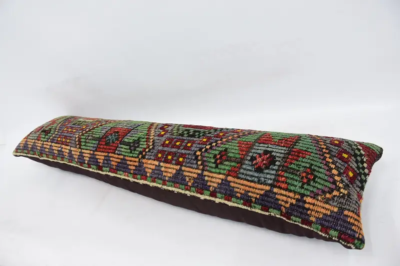 12x48 Green Cushion Case, Patio Cushion Cover, Cushion Case, Pillow for Couch, Vintage Kilim Throw Pillow, Ethnical Kilim Rug Pillow - 5