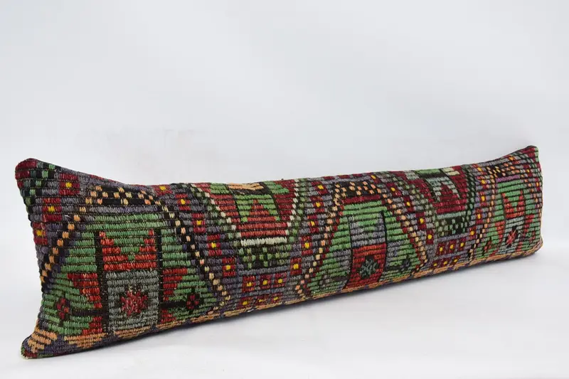 12x48 Green Cushion Case, Patio Cushion Cover, Cushion Case, Pillow for Couch, Vintage Kilim Throw Pillow, Ethnical Kilim Rug Pillow - 3