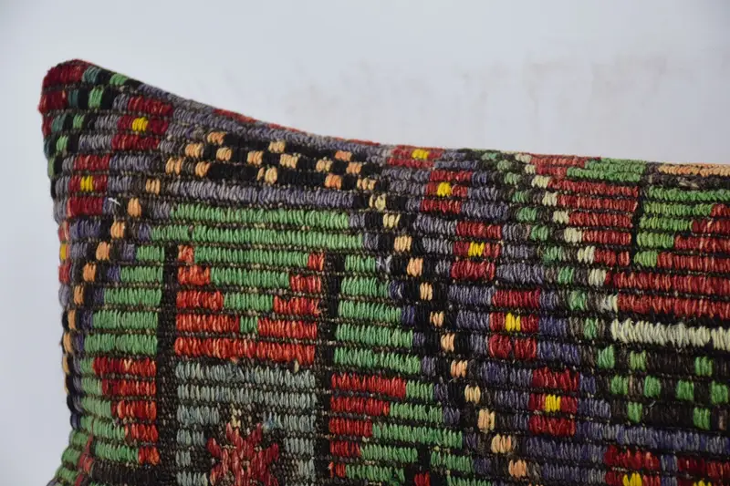 12x48 Green Cushion Case, Patio Cushion Cover, Cushion Case, Pillow for Couch, Vintage Kilim Throw Pillow, Ethnical Kilim Rug Pillow - 2