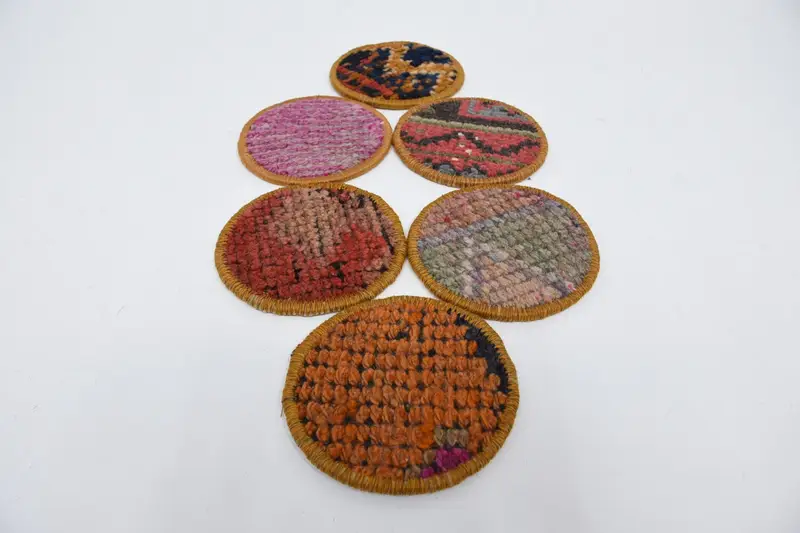 Bohemian Patterned Round Coaster, Orange and Pink Coaster