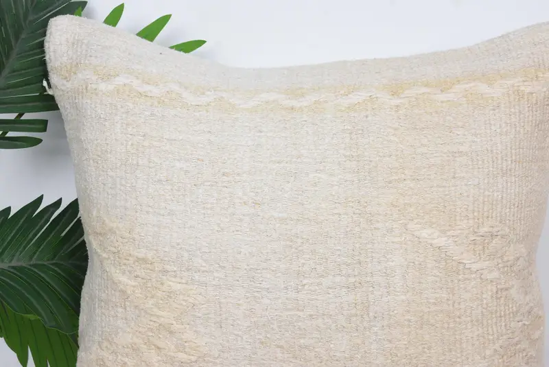 Throw Kilim Pillow, Pillow, Kilim Pillow Cover, 20x20 Beige Pillow Sham, Bench Pillow Sham, Ethnical Kilim Rug Pillow, Nautical Throw Pillow Sham - 2