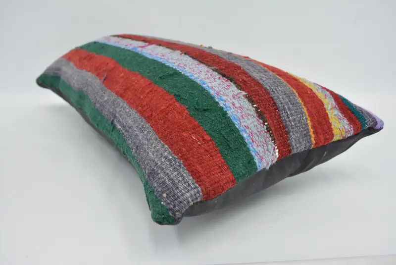Red & Blue Embroidered Throw Pillow, 12x24 Inches Size Pillow - 6
