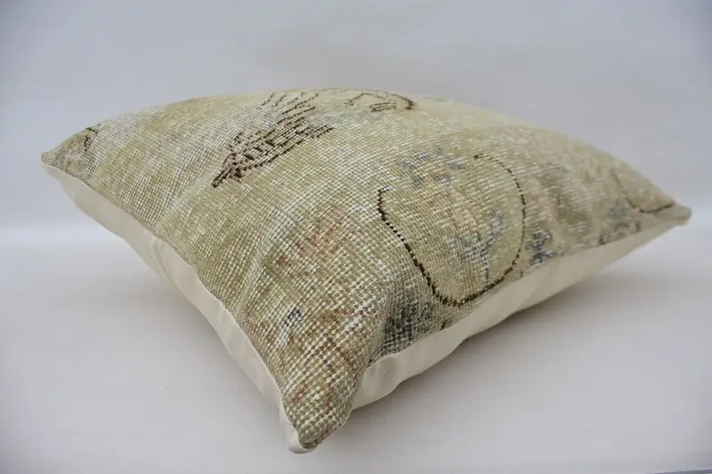 Vintage Pillow, 24x24 Beige Cushion, Kilim Pillow, Cushion, Armchair Cushion Cover, Boho Pillow Sham Cover, Neutral Pillow Sham - 6