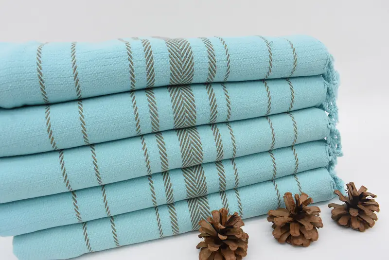 Beach Towel Turkish Blue Cotton 70x36 Inches