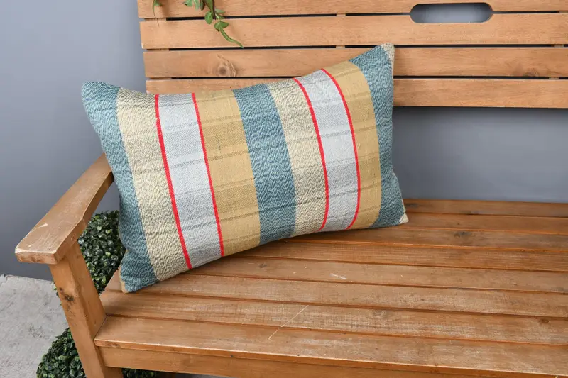 Vintage Kilim Pillow, Interior Designer Pillow, 16x24 Blue Cushion Cover, Handwoven Pillow Cover Cushion Case, Turkish Kilim Pillow, Pillow Sham - 1