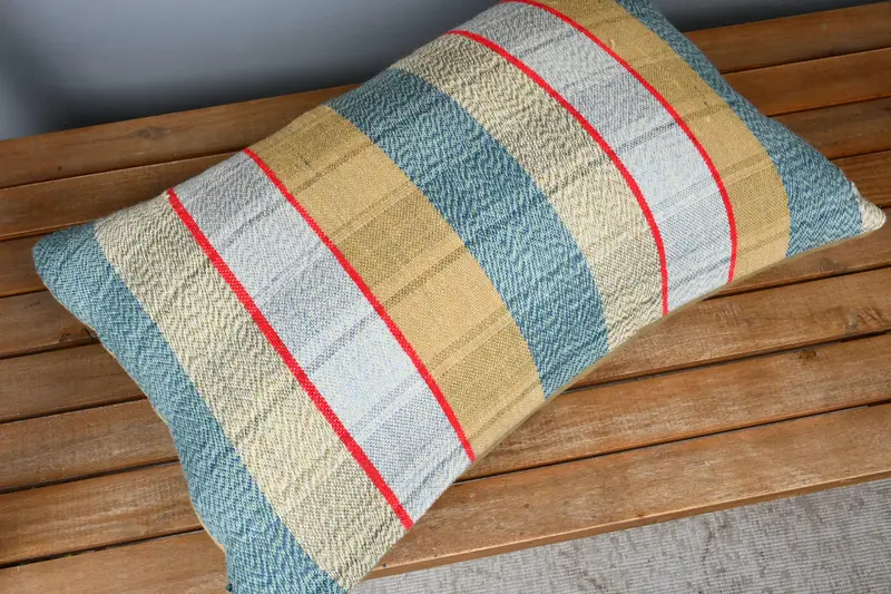 Vintage Kilim Pillow, Interior Designer Pillow, 16x24 Blue Cushion Cover, Handwoven Pillow Cover Cushion Case, Turkish Kilim Pillow, Pillow Sham - 2