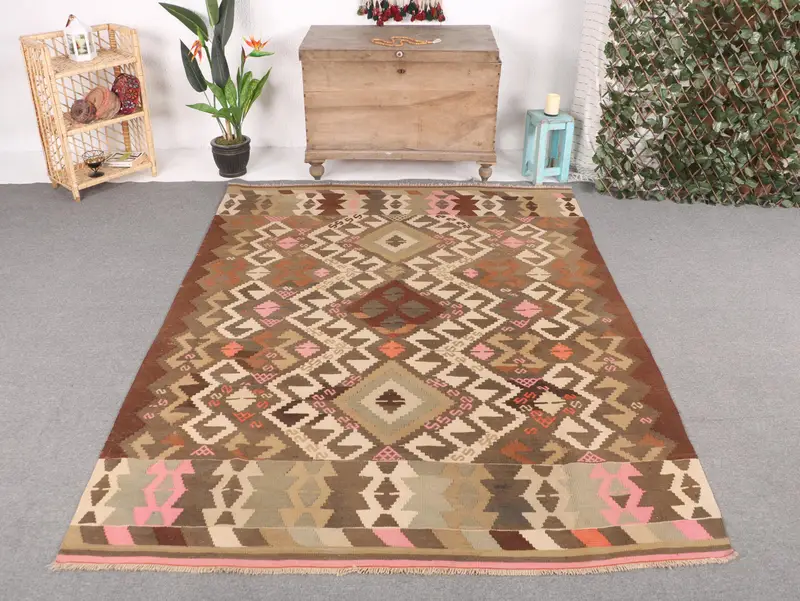 Beige, Green Camouflage Rug, 6x8 ft Chic Decor