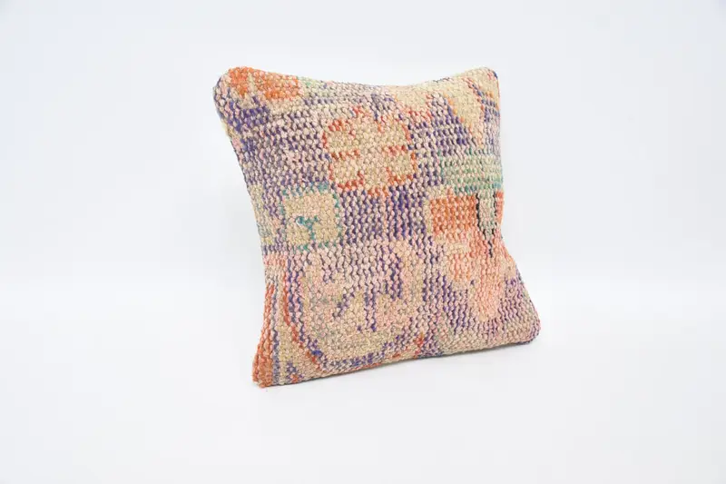 Interior Designer Pillow, Cushion Case, Kilim Pillow Cover, 12x12 Orange Cushion Case, Vintage Kilim Throw Pillow, Hippie Throw Cushion Cover - 3
