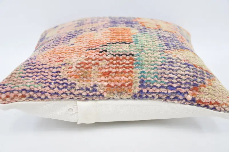 Interior Designer Pillow, Cushion Case, Kilim Pillow Cover, 12x12 Orange Cushion Case, Vintage Kilim Throw Pillow, Hippie Throw Cushion Cover - 5