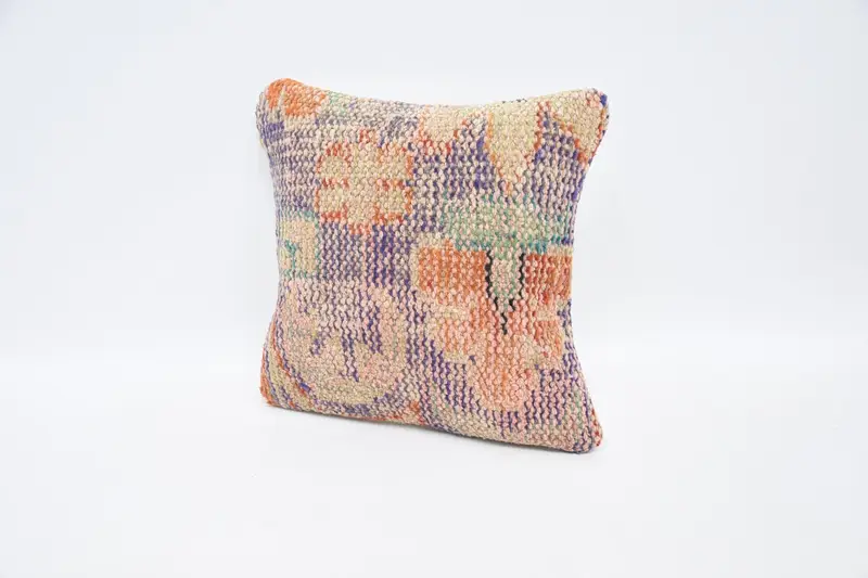 Interior Designer Pillow, Cushion Case, Kilim Pillow Cover, 12x12 Orange Cushion Case, Vintage Kilim Throw Pillow, Hippie Throw Cushion Cover - 4