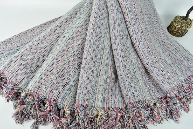Throw Blanket Couch, Turkish Blanket Throw, Organic Throw, Personalized Gifts, 90x78 Cotton Leaf Design Towel, Woven Blanket, Gift Boxes - 4
