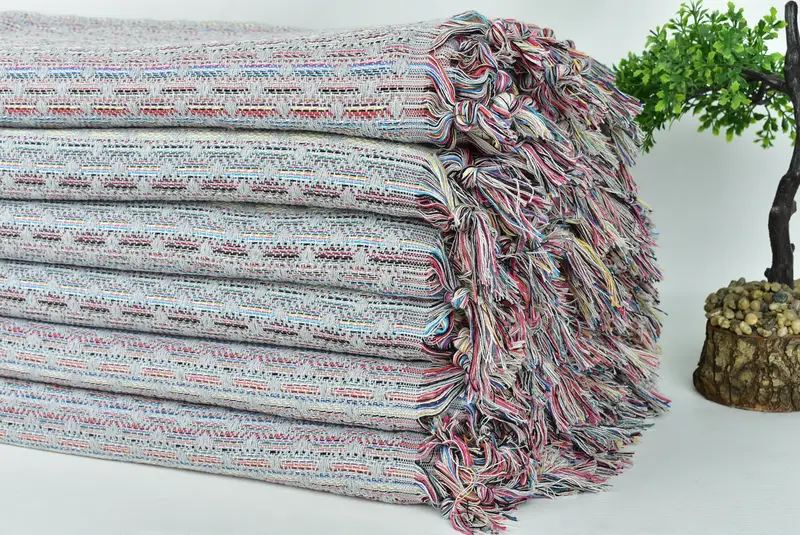 Throw Blanket Couch, Turkish Blanket Throw, Organic Throw, Personalized Gifts, 90x78 Cotton Leaf Design Towel, Woven Blanket, Gift Boxes - 3