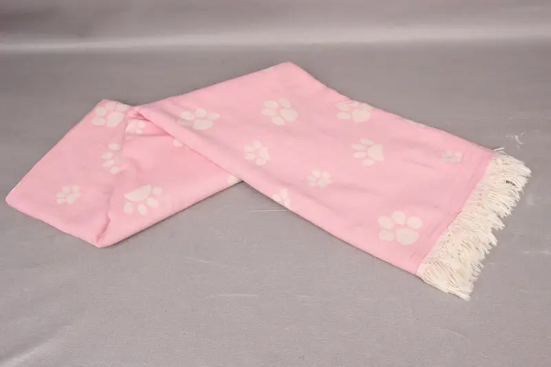70x36 Cotton Paw Design Towel, Bridal Party Gifts, Travel towel, Custom Wedding Gifts, Unique Wedding Gift, Customized Turkish Towel, Fouta towel - 5