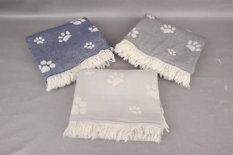 70x36 Cotton Paw Design Towel, Bridal Party Gifts, Travel towel, Custom Wedding Gifts, Unique Wedding Gift, Customized Turkish Towel, Fouta towel - 4