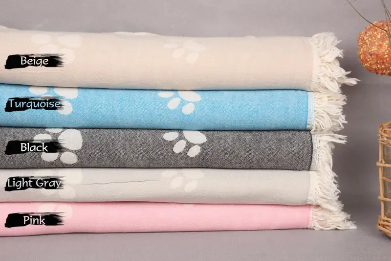 70x36 Cotton Paw Design Towel, Bridal Party Gifts, Travel towel, Custom Wedding Gifts, Unique Wedding Gift, Customized Turkish Towel, Fouta towel - 2