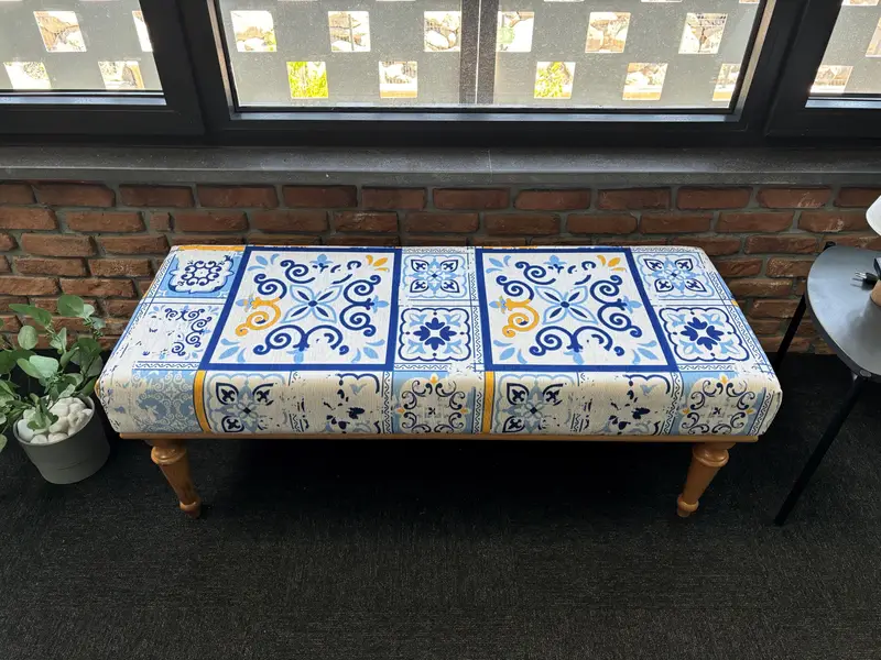 Modüler Mavi & Sarı Osmanlı, Kilimden Esinlenen Yün Karışımı Osmanlı