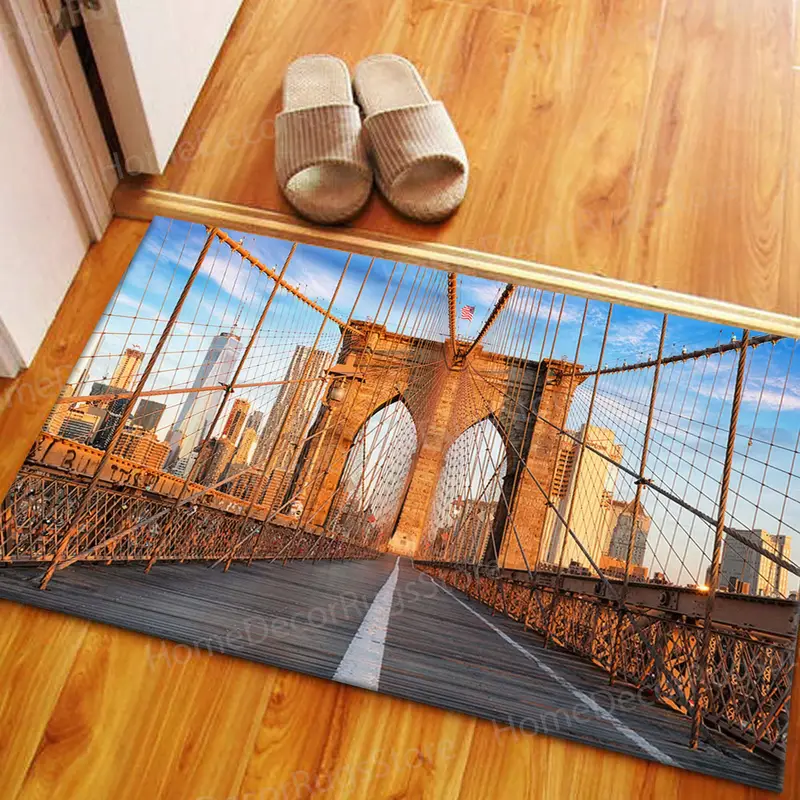 エレガントなプリントラグ：ブルックリンの風景、マンハッタンの街並みデザイン