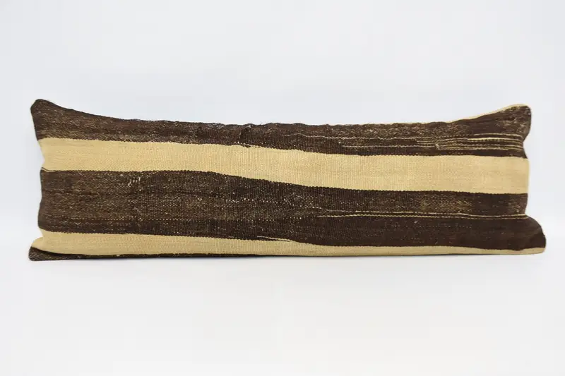 Beige Throw Antique Pillow Sham, 40x122 cm Striped Pillow - 1