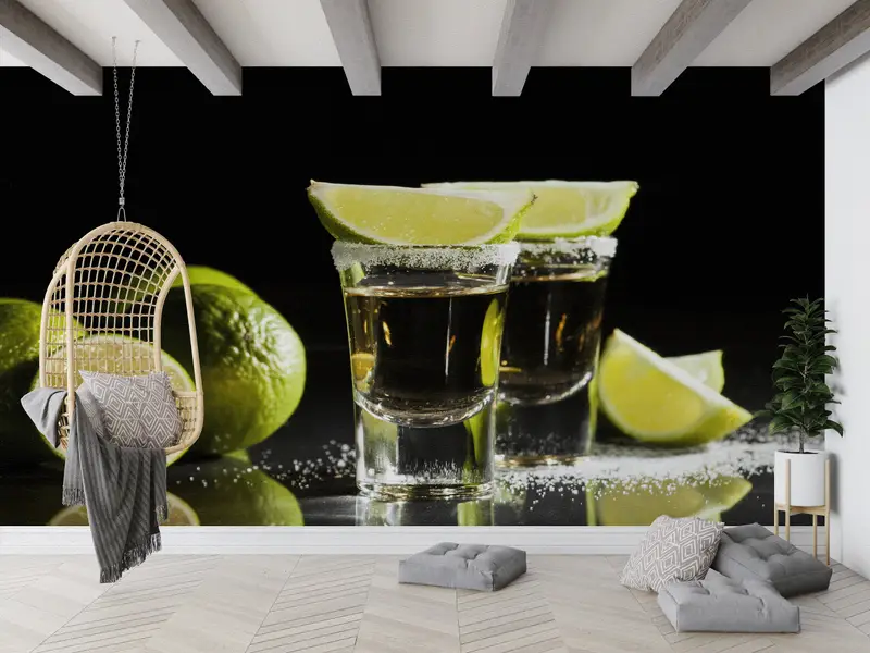 Zarif Baskılı Duvar Kağıdı: Bar, Pub, Shot ve Limon Teması