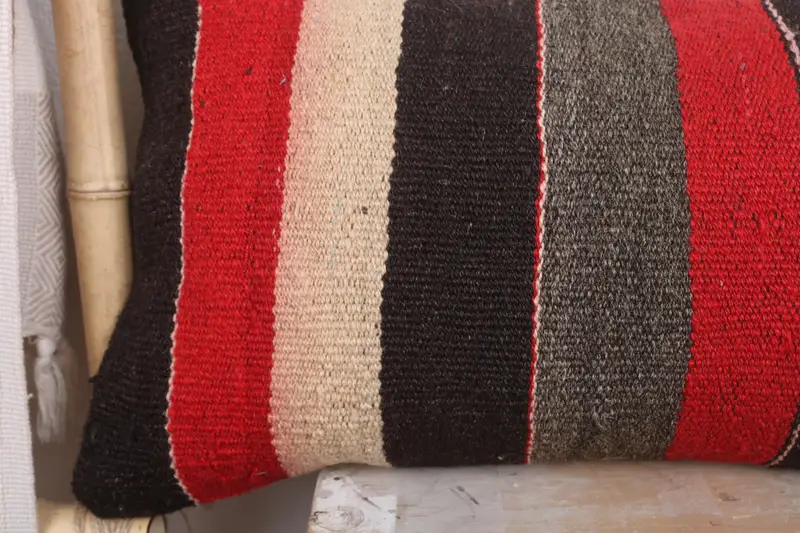 Pillow, Muted Pillow Sham, Square Throw Cushion Case, 12x43 Brown Pillow Sham, Interior Designer Pillow, Vintage Pillow, Kilim Pillow Cover - 3