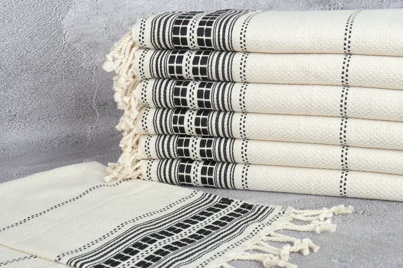 Wedding Gift Kitchen Towel, Personalized Dish Towel, Monogram Kitchen Towel, 40x20 Linen Striped Towel, Turkish Towel Hand Towel, Memorial Gift - 2