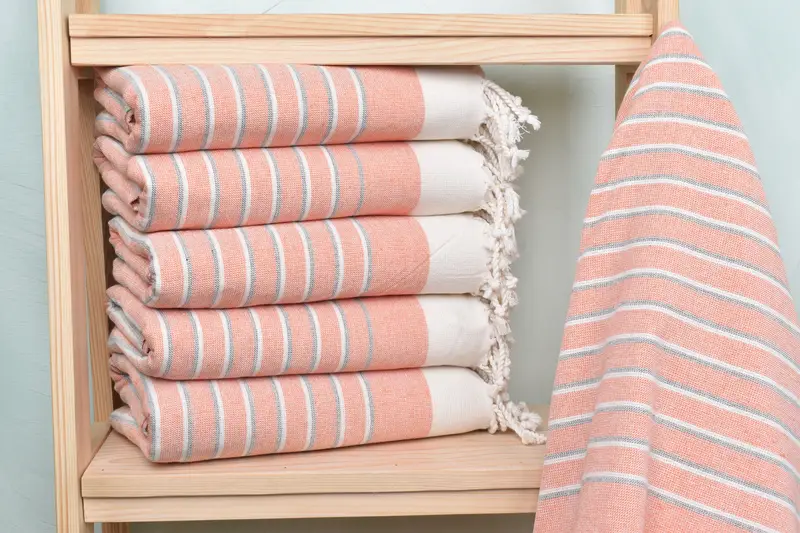 Organic towel, Grandma Gift, Turkish fouta towel for outdoor use, 68x40 Cotton Striped Terry Towel, Bachelorette Party Gifts, Gift For Him - 1