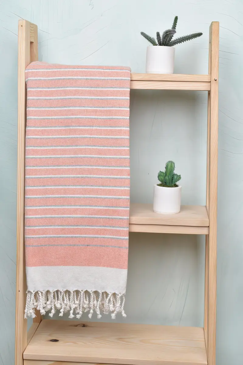 Organic towel, Grandma Gift, Turkish fouta towel for outdoor use, 68x40 Cotton Striped Terry Towel, Bachelorette Party Gifts, Gift For Him - 8