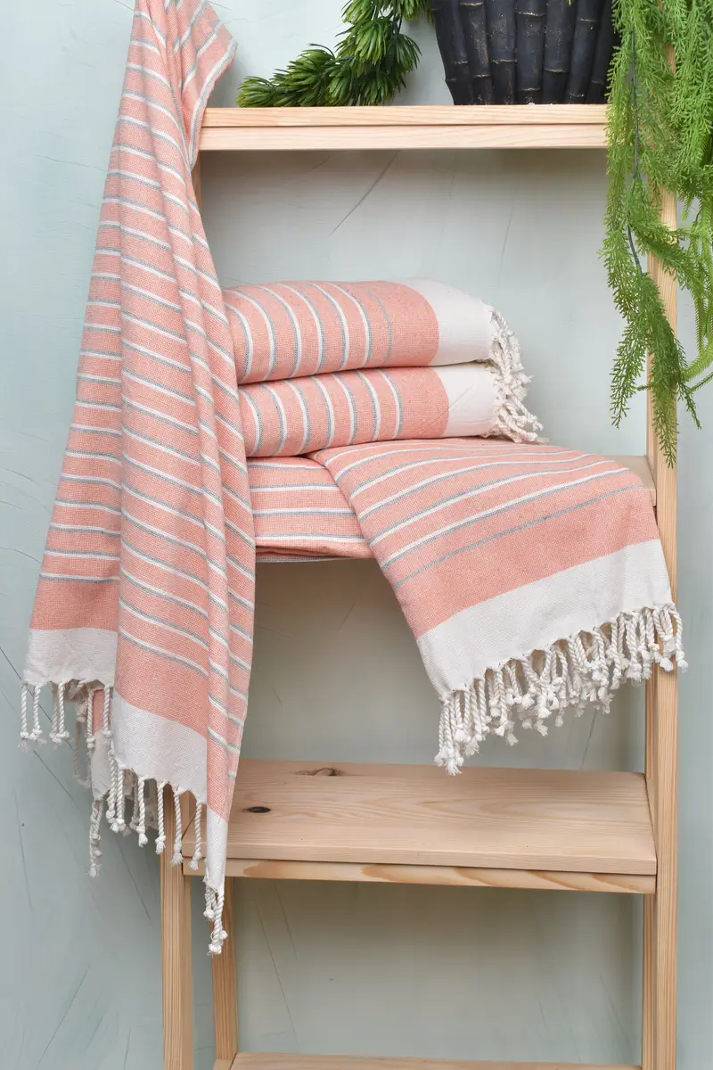 Organic towel, Grandma Gift, Turkish fouta towel for outdoor use, 68x40 Cotton Striped Terry Towel, Bachelorette Party Gifts, Gift For Him - 6