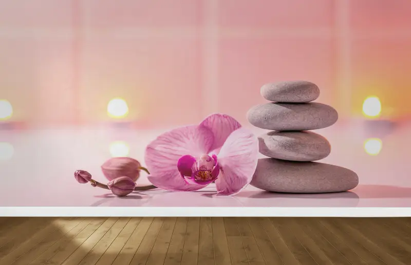 Zarif Zen Orkide Baskılı Duvar Kağıdı: Spa Huzuru Bekliyor