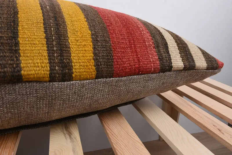 Kilim Rug Pillow Cover, Turkish Pillow, Cozy Throw Cushion, 16x48 Red Cushion, Pillow for Sofa, Pillow Cover, Vintage Pillow - 7