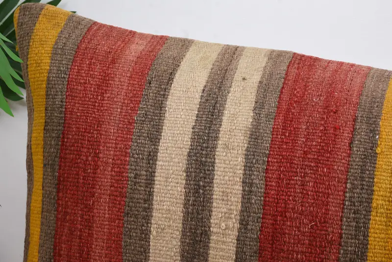 Kilim Rug Pillow Cover, Turkish Pillow, Cozy Throw Cushion, 16x48 Red Cushion, Pillow for Sofa, Pillow Cover, Vintage Pillow - 2