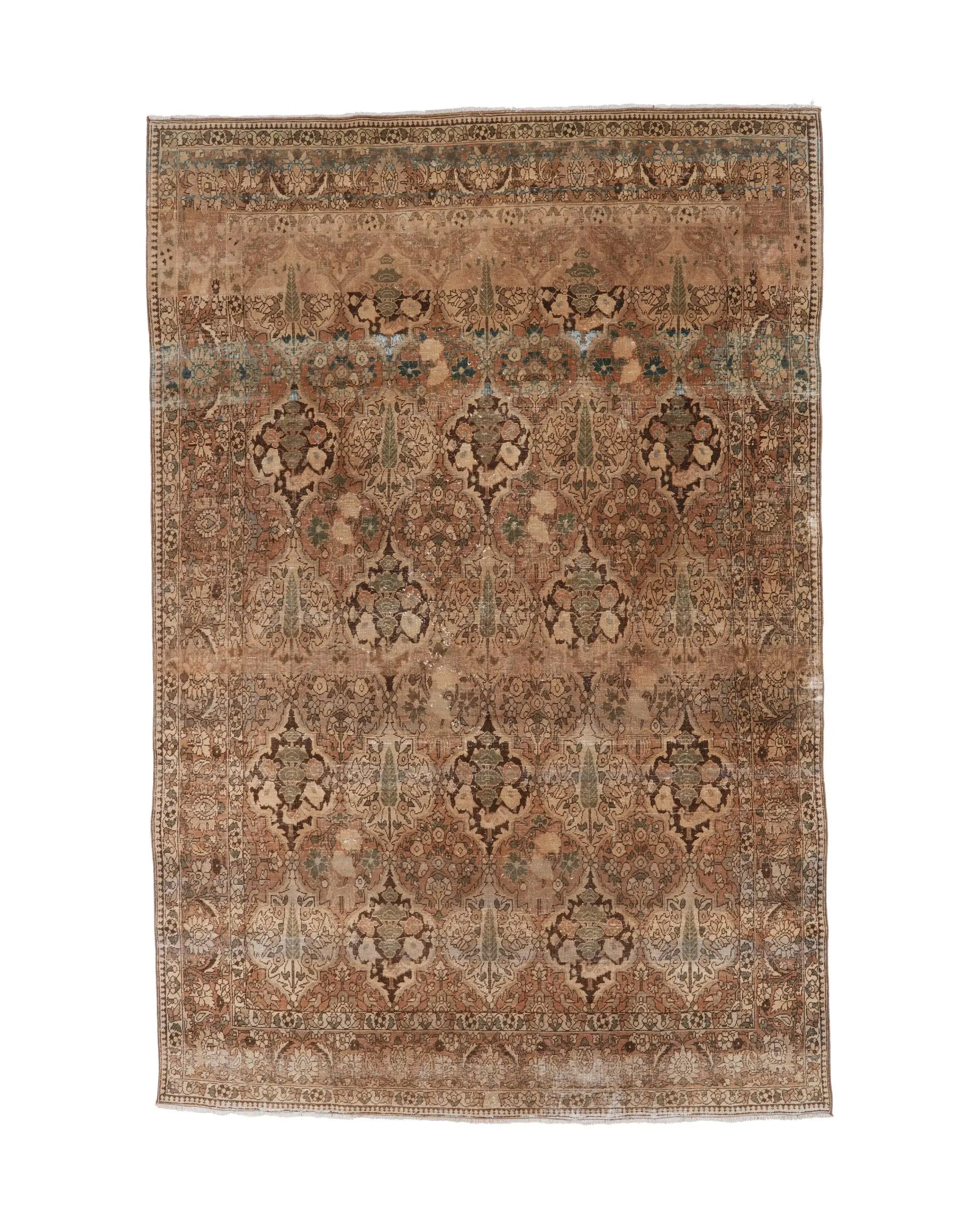 Türk 6.6x9.9 ft Büyük Halı, Vintage Halı, Kahverengi Puantiyeli Halı - 1