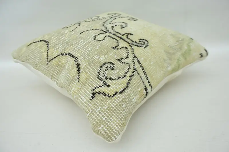 Square Throw Pillow Cover, Pillow for Sofa, 16x16 Beige Cushion Case, Armchair Pillow Sham, Pillow Sham, Antique Pillows, Vintage Kilim Pillow - 6