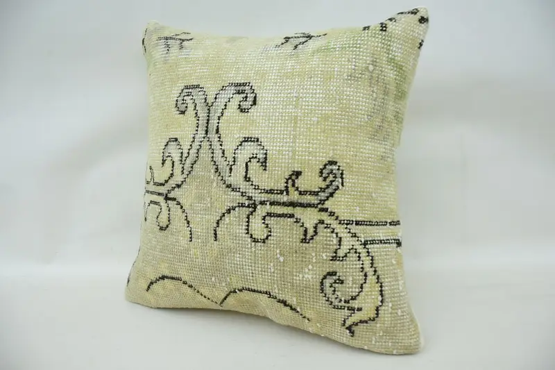 Square Throw Pillow Cover, Pillow for Sofa, 16x16 Beige Cushion Case, Armchair Pillow Sham, Pillow Sham, Antique Pillows, Vintage Kilim Pillow - 3