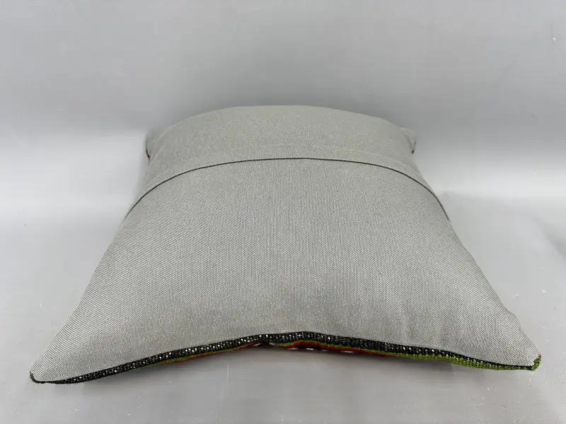Turkish Corner Pillow, Boho Pillow Sham Cover, Pillow for Couch, Pillow Cover, 18x18 Green Cushion Case, Bench Cushion Cover, Kilim Cushion Sham - 7