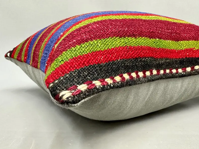 Turkish Corner Pillow, Boho Pillow Sham Cover, Pillow for Couch, Pillow Cover, 18x18 Green Cushion Case, Bench Cushion Cover, Kilim Cushion Sham - 6