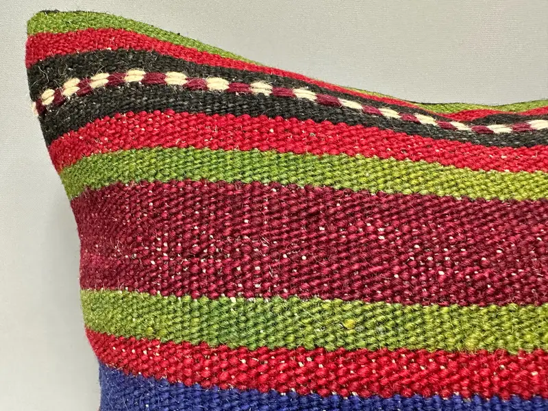 Turkish Corner Pillow, Boho Pillow Sham Cover, Pillow for Couch, Pillow Cover, 18x18 Green Cushion Case, Bench Cushion Cover, Kilim Cushion Sham - 5