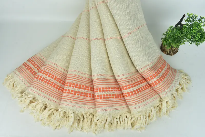 Bridesmaid Gifts, Throw Blankets, Personalized Blanket, Organic Throw, 96x94 Linen Striped Towel, Beach Theme Bachelorette Party, Monogram Blanket - 4