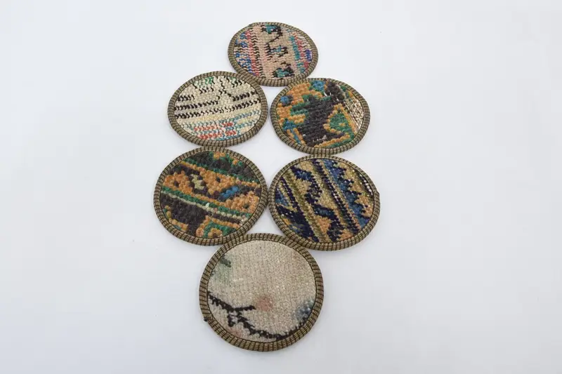 Bohemian Round Coaster, Orange and Beige Stylish Coaster