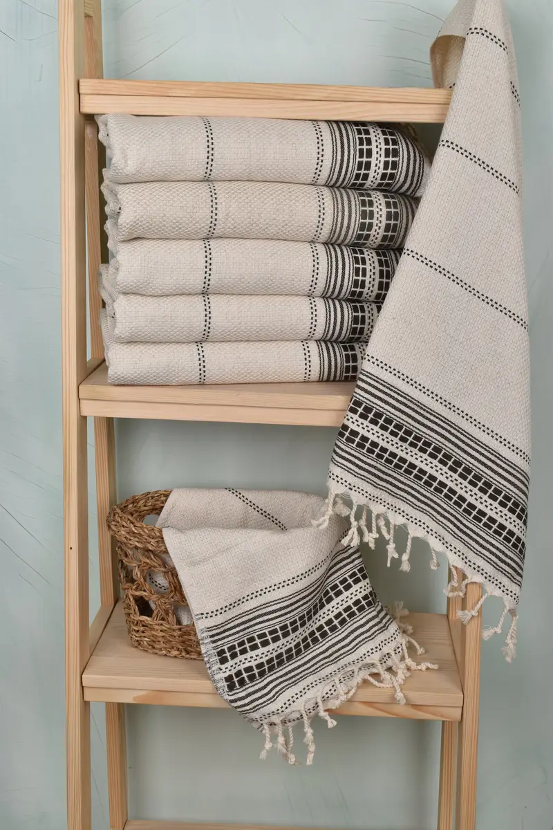 Anniversary Gift For Her, Wedding Favors, Turkish Hand Towel, Spa Towel, Personalized Gift, Organic Towel, 40x20 Linen Striped Towel, Handmade Gift - 3