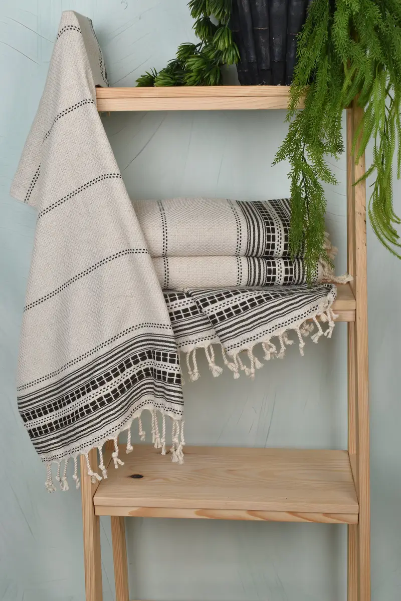 Anniversary Gift For Her, Wedding Favors, Turkish Hand Towel, Spa Towel, Personalized Gift, Organic Towel, 40x20 Linen Striped Towel, Handmade Gift - 6