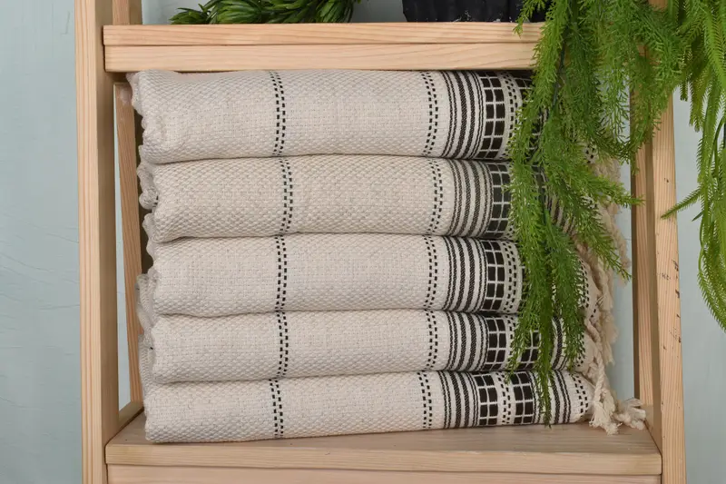 Anniversary Gift For Her, Wedding Favors, Turkish Hand Towel, Spa Towel, Personalized Gift, Organic Towel, 40x20 Linen Striped Towel, Handmade Gift - 1