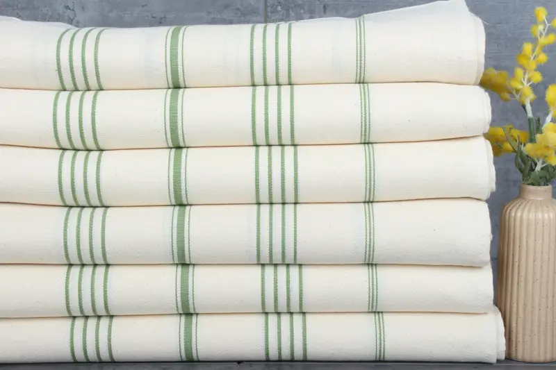 Turkish Towel Beach Green Striped 40x71 Inches Organic Cotton