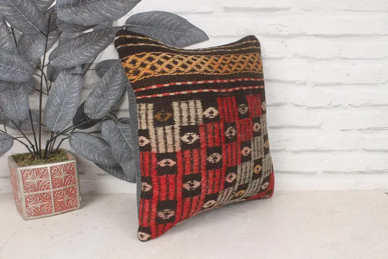Pillow for Couch, Nomadic Pillow Cover, Cushion, 14x14 Red Cushion Case, Boho Pillow Sham Cover, Outdoor Throw Cushion, Pillow for Sofa - 3