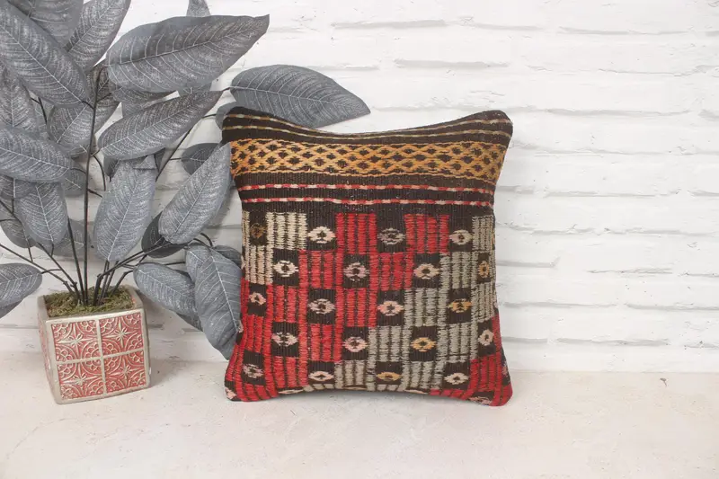 Pillow for Couch, Nomadic Pillow Cover, Cushion, 14x14 Red Cushion Case, Boho Pillow Sham Cover, Outdoor Throw Cushion, Pillow for Sofa - 1