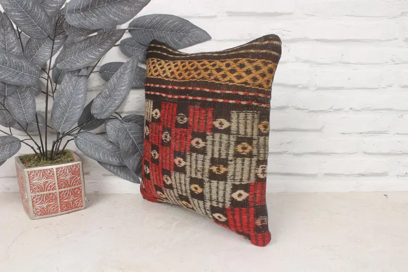 Pillow for Couch, Nomadic Pillow Cover, Cushion, 14x14 Red Cushion Case, Boho Pillow Sham Cover, Outdoor Throw Cushion, Pillow for Sofa - 4