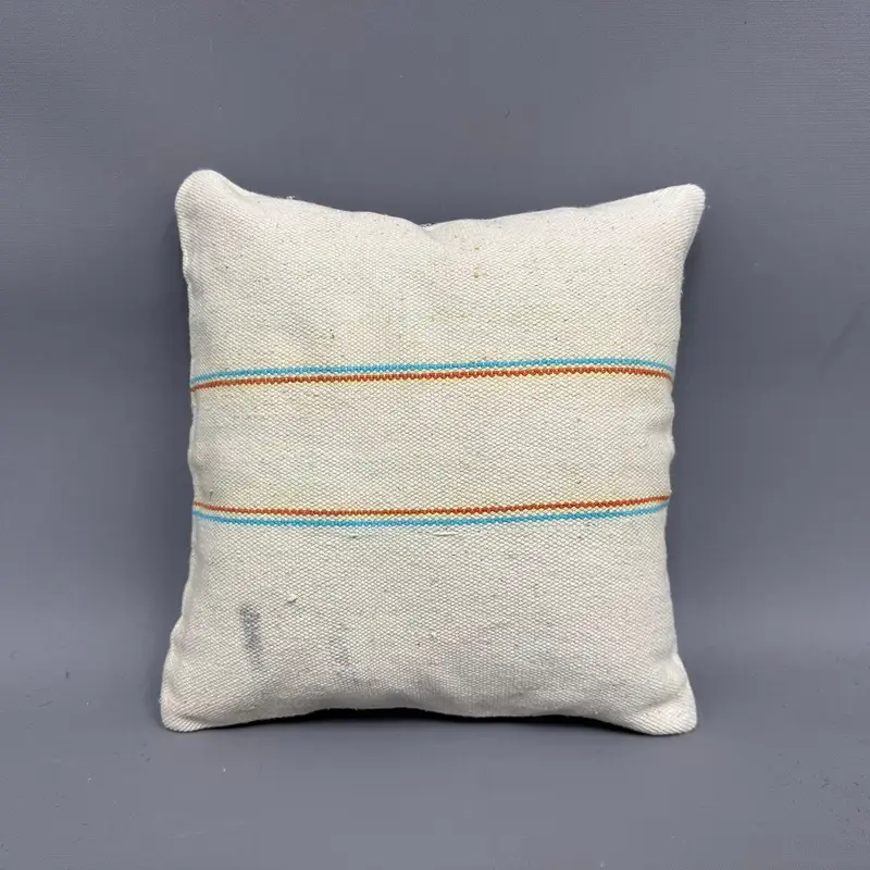 Kilim Pillow, Knitted Cushion, Decorative Pillow, Cushion Case, Ethnical Kilim Rug Pillow, Pillow for Sofa, 12x12 Beige Cushion - 4